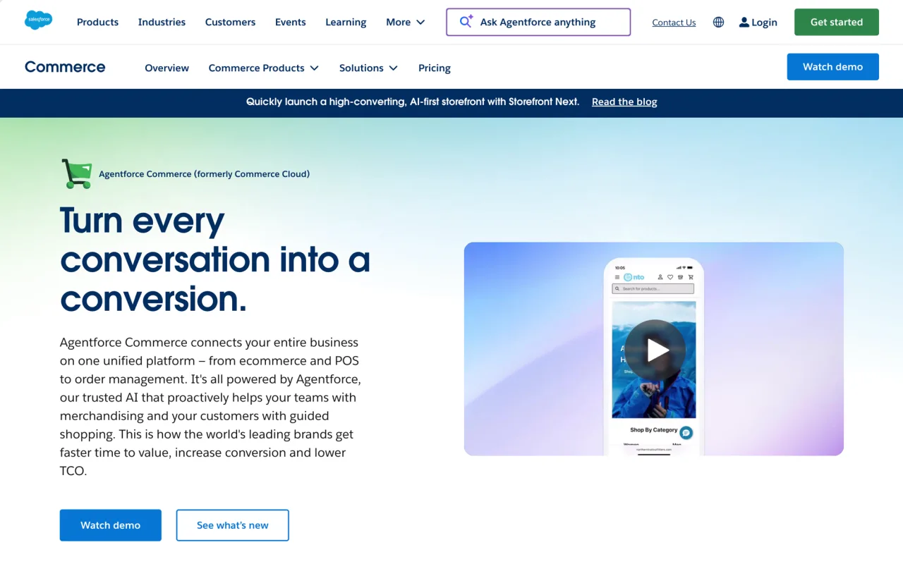 Salesforce Commerce Cloud homepage